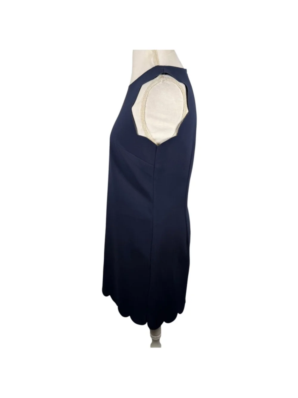 J. Crew Navy Blue Scalloped Sheath Dress Sleeveless Ponte Career Chic Size 6
